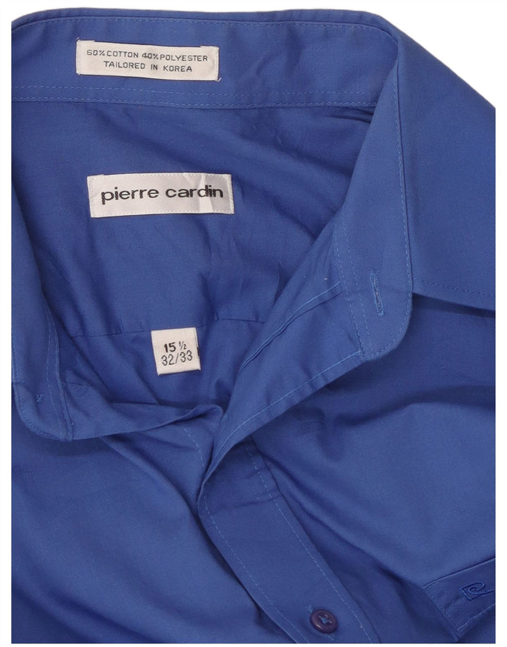PIERRE CARDIN Mens Shirt Size 15 1/2 Medium Blue Cotton