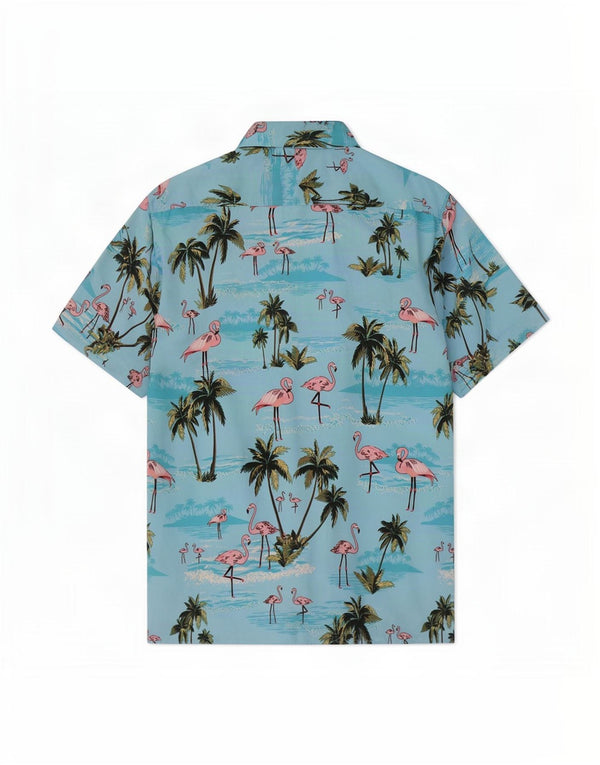 Lowes Mens Hawaiian Short Sleeve Shirt Large Blue