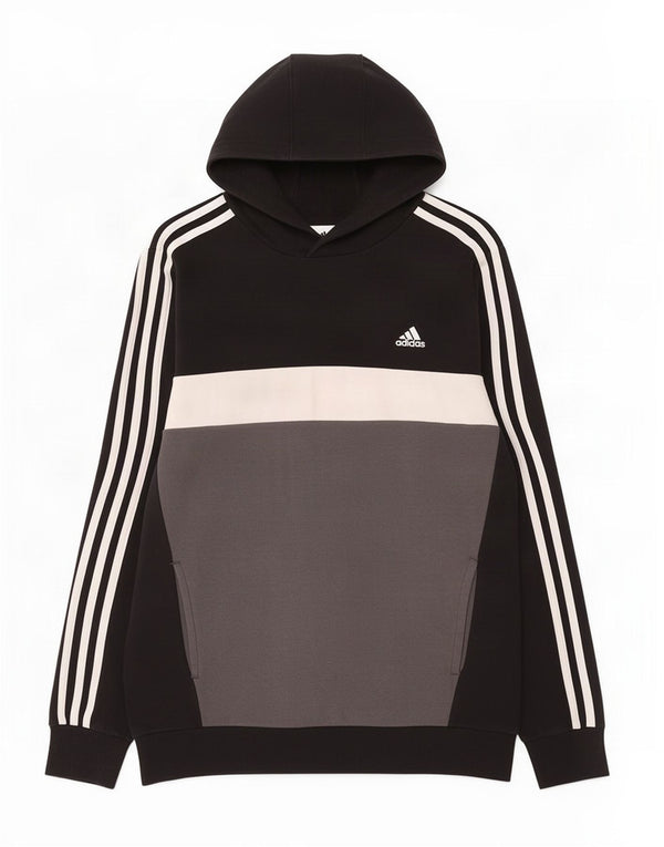 Adidas Boys Hoodie Jumper 13-14 Years Black Colourblock Cotton