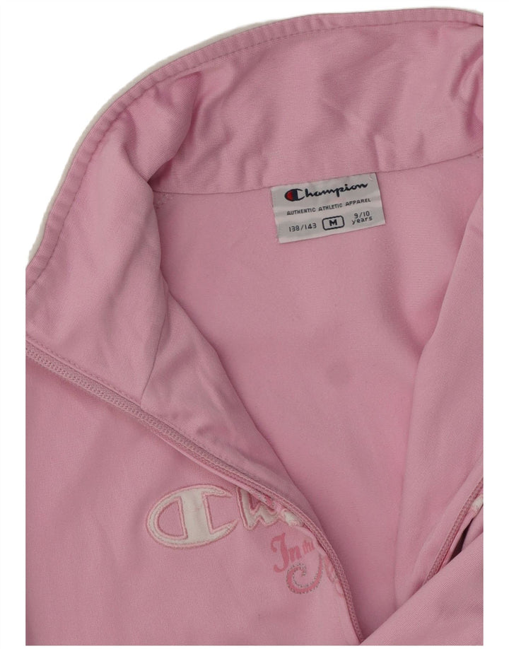 CHAMPION Girls Tracksuit Top Jacket 9-10 Years Medium  Pink Colourblock