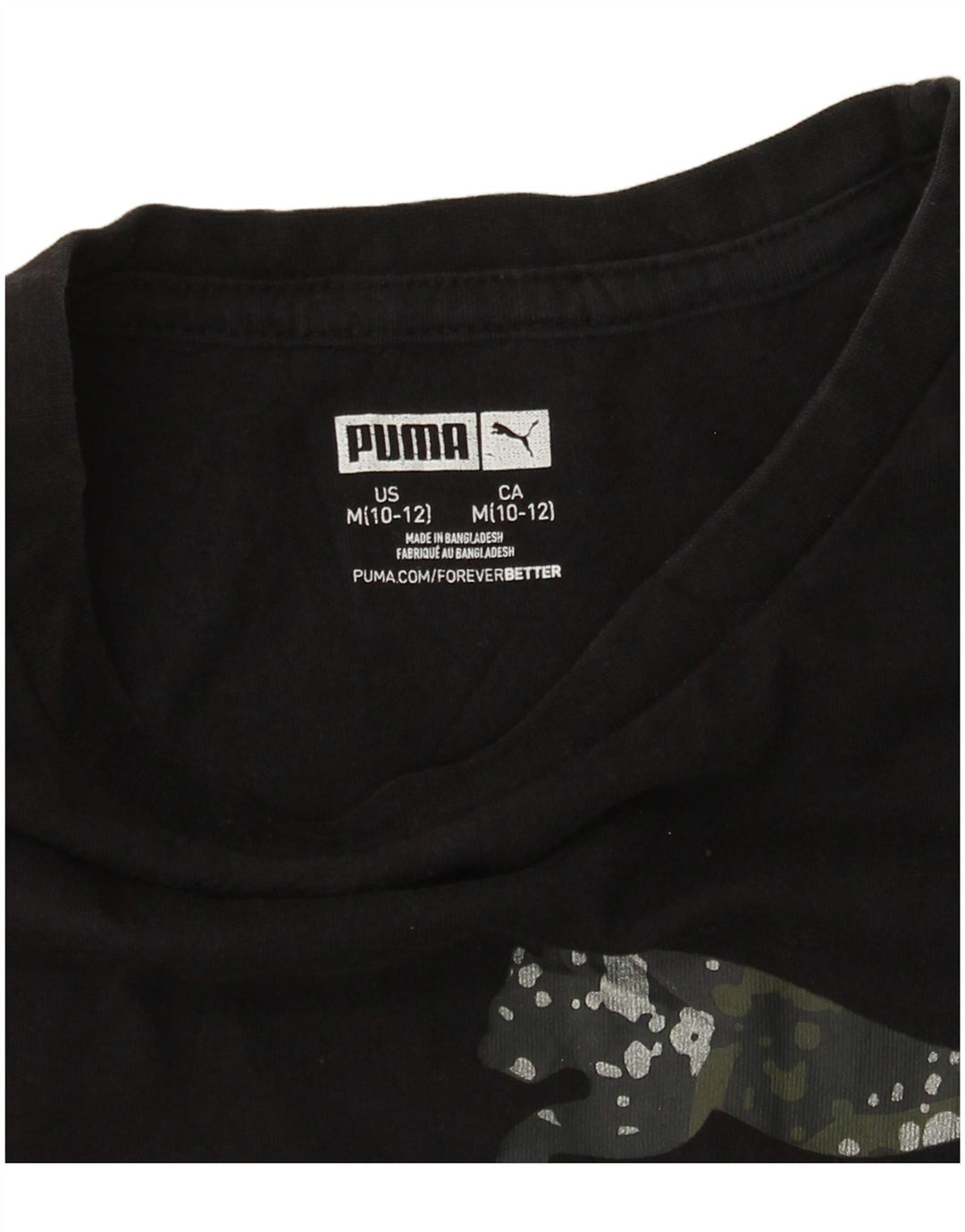 PUMA Girls Graphic T-Shirt Top 10-11 Years Medium Black