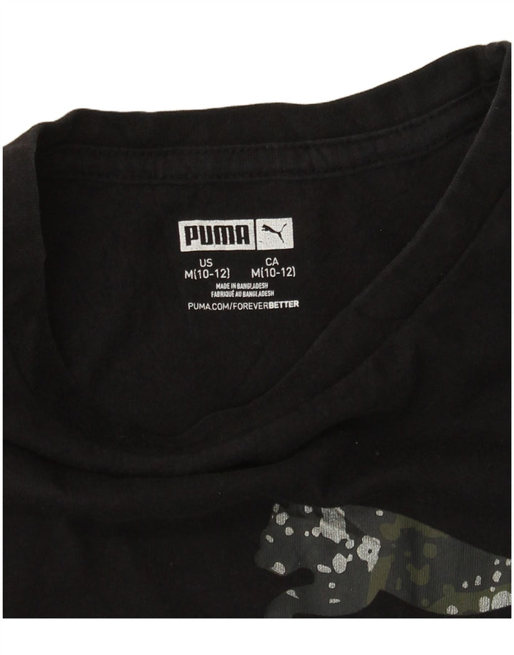 PUMA Girls Graphic T-Shirt Top 10-11 Years Medium Black