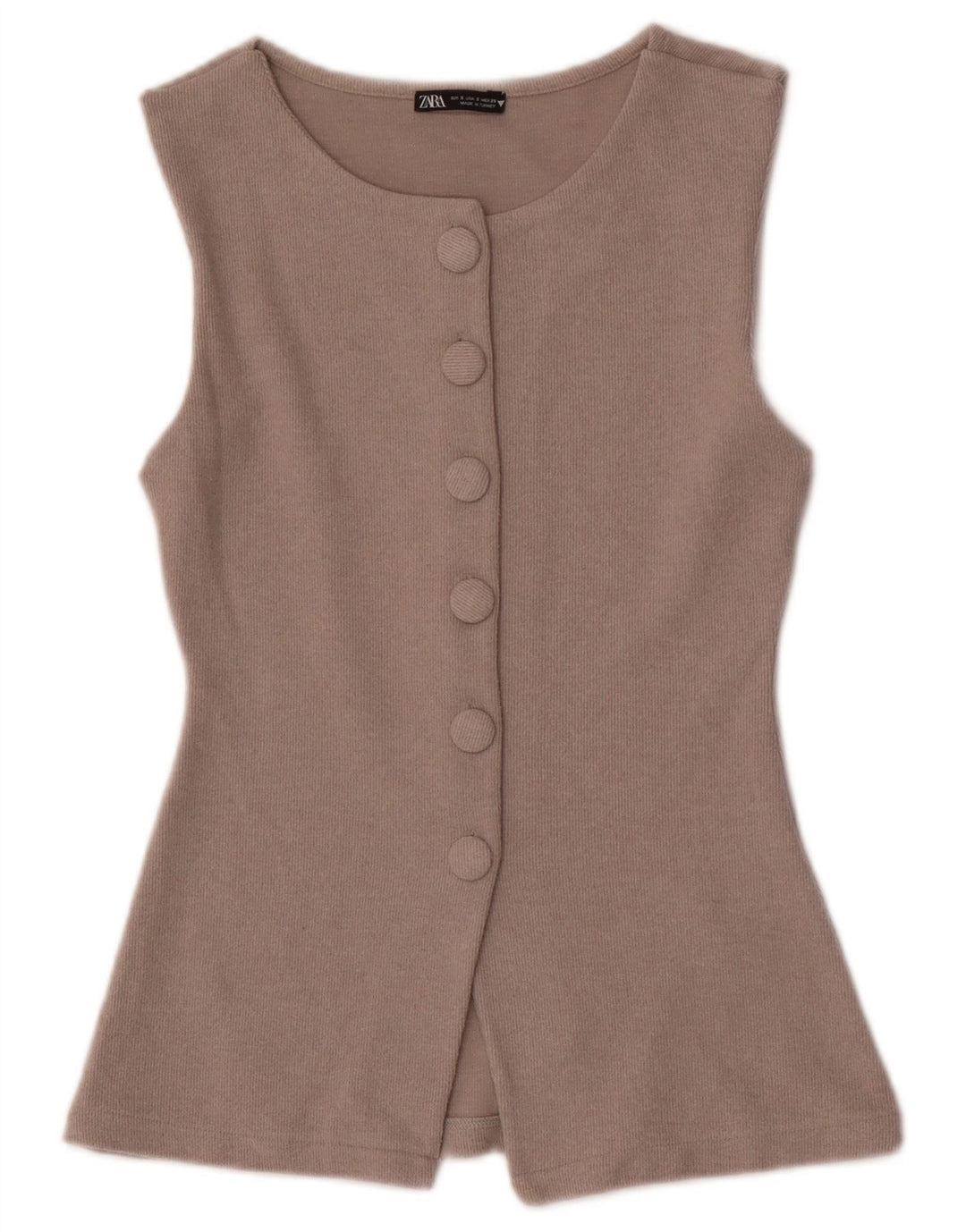 Zara Womens Sleeveless Cardigan Top UK 8 Small Beige Polyester