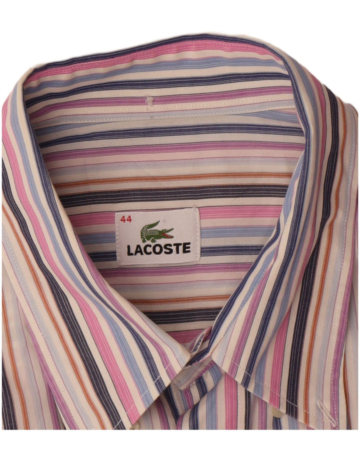 LACOSTE Mens Shirt Size 44 XL Multicoloured Striped Cotton