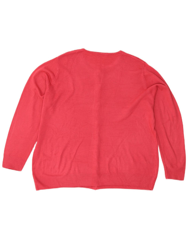 Marks & Spencer Womens Cardigan Sweater UK 22 3XL Pink Acrylic