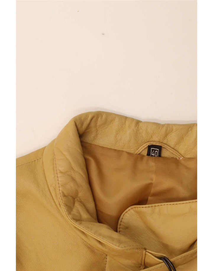 Vintage Womens Leather Jacket EU 40 Medium Yellow Leather