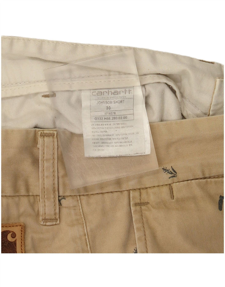 Carhartt Mens Abstract Pattern Chino Shorts W30 Medium Beige Cotton