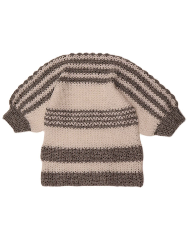 Vintage Womens Boat Neck Jumper Sweater UK 10 Small Grey Colourblock