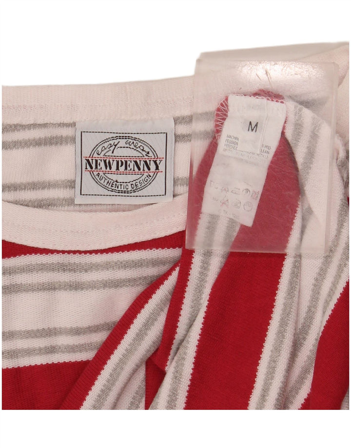 NEW PENNY Womens Graphic Top Long Sleeve UK 14 Medium Red Striped