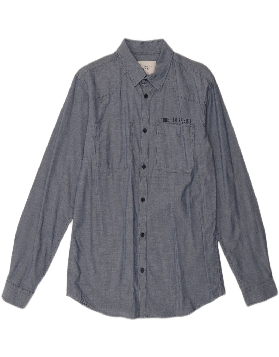 JACK & JONES Mens Slim Fit Shirt Medium Blue Cotton