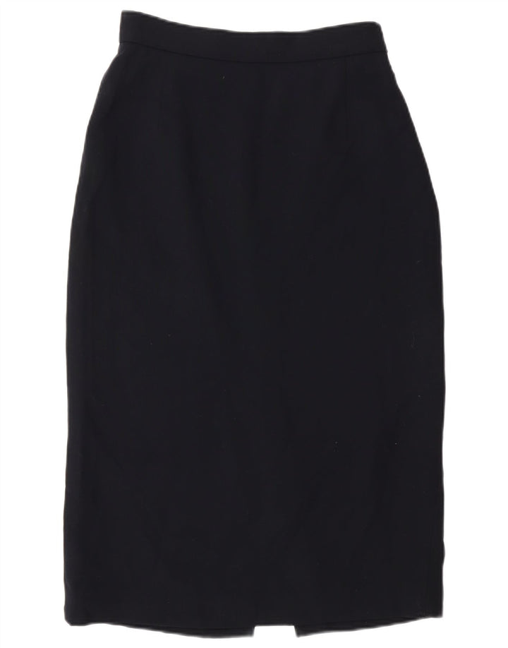 PRADA Womens High Waist Pencil Skirt IT 40 Small W24 Navy Blue Classic