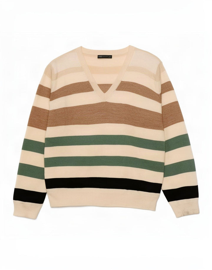 Marks & Spencer Womens V-Neck Jumper Sweater UK 16 Large Multicoloured