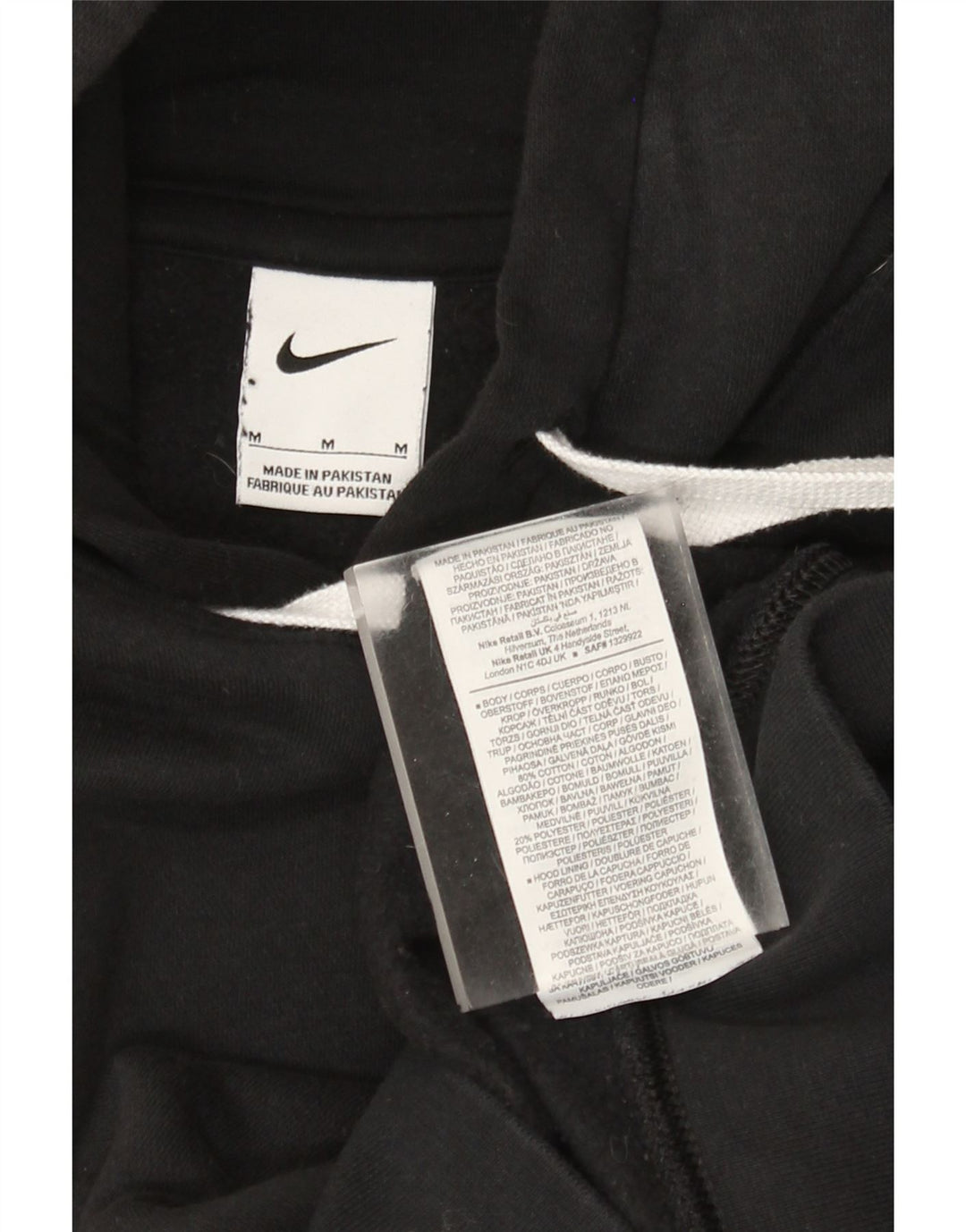 Nike Mens Hoodie Jumper Medium Black Cotton