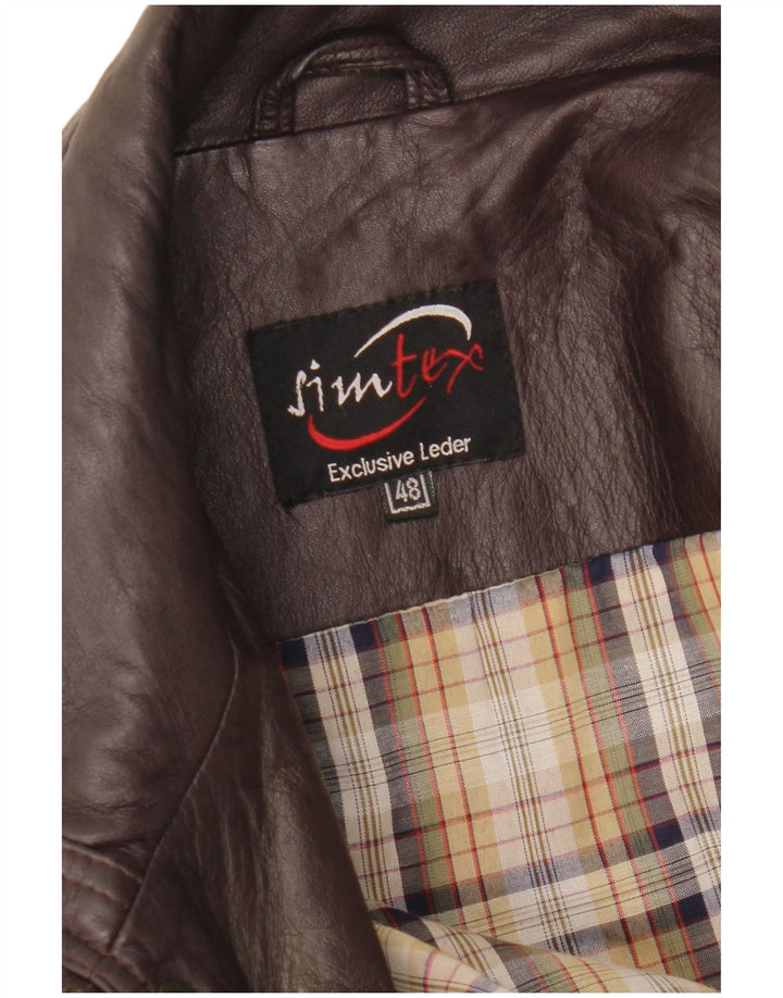 Vintage Mens Leather Jacket IT 48 Medium Brown Leather