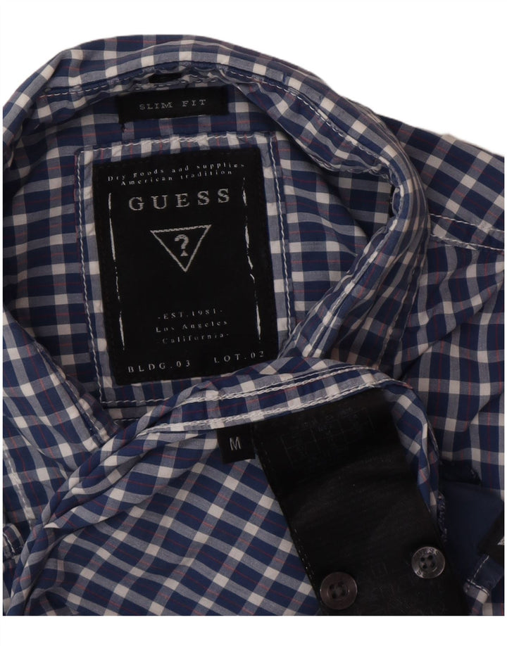 Guess Mens Slim Fit Shirt Medium Blue Gingham