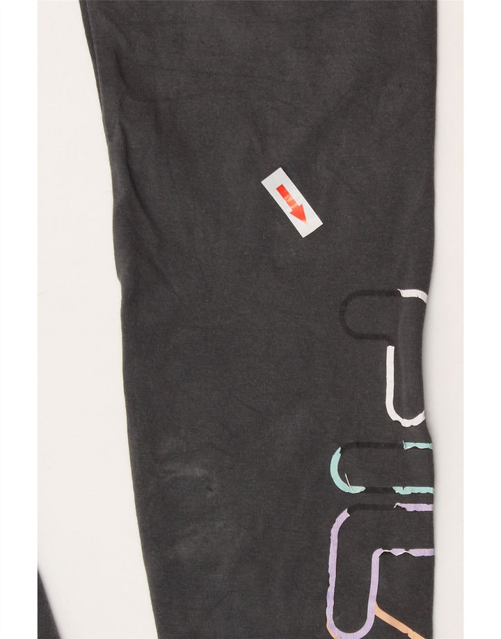 Fila Womens Graphic Leggings UK 10 Small Grey Cotton