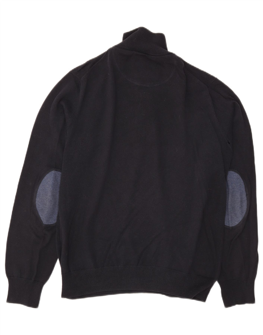 Gant Mens Zip Neck Jumper Sweater Medium Navy Blue Cotton