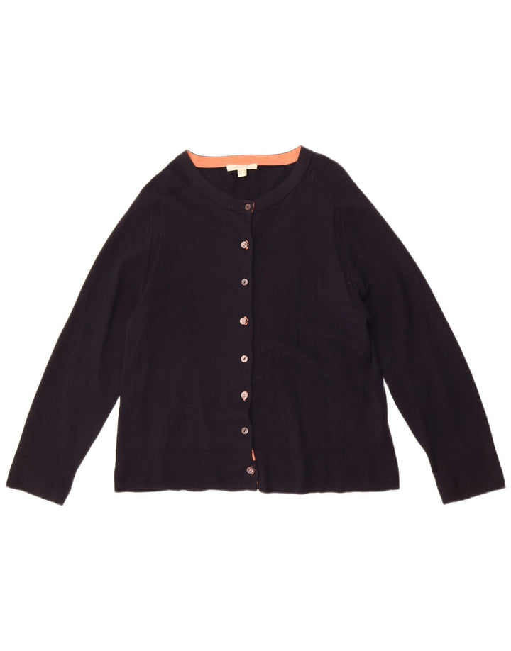 White Stuff Womens Crop Cardigan Sweater UK 14 Large Navy Blue Wool