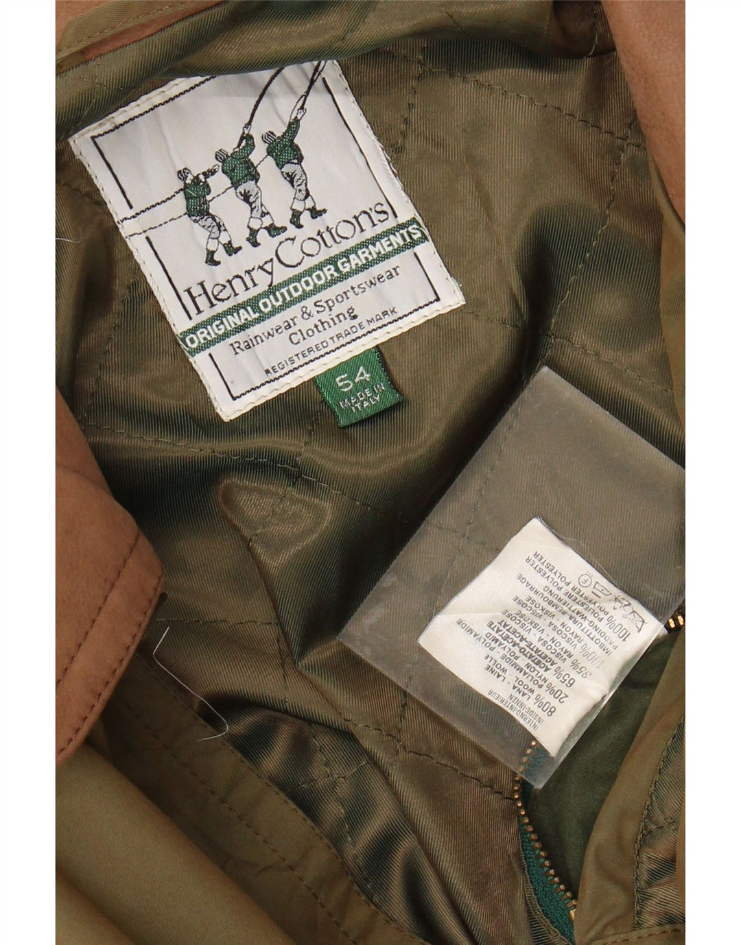 Henry Cottons Mens Raincoat IT 54 2XL Khaki Polyester