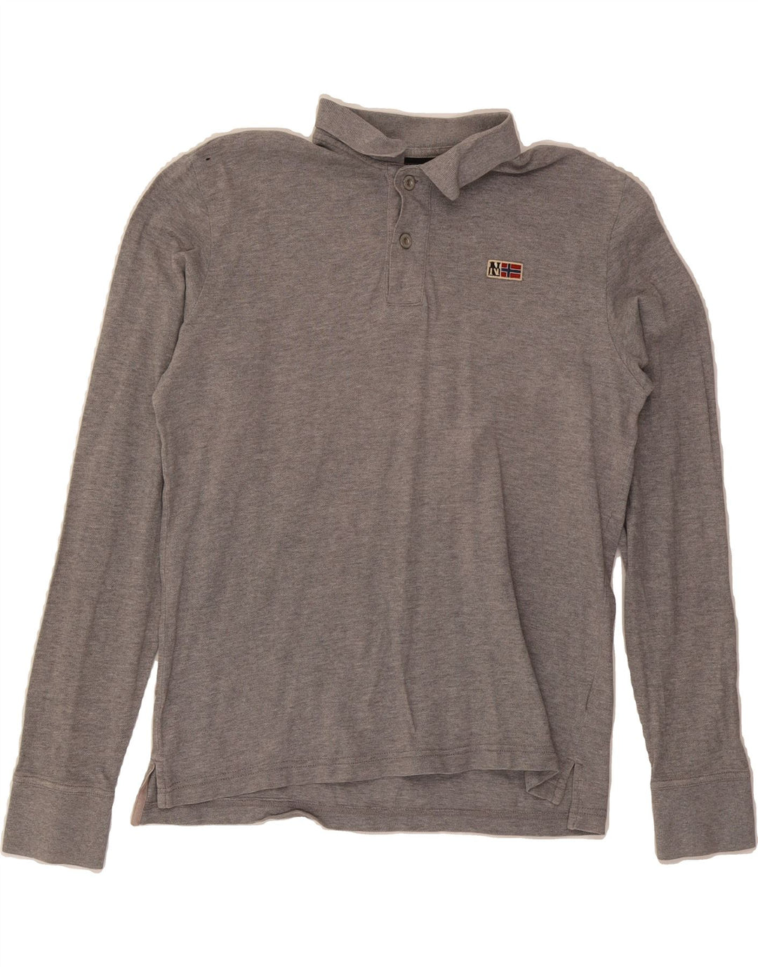 NAPAPIJRI Mens Long Sleeve Polo Shirt Medium Grey Vintage Napapijri and Second-Hand Napapijri from Messina Hembry 