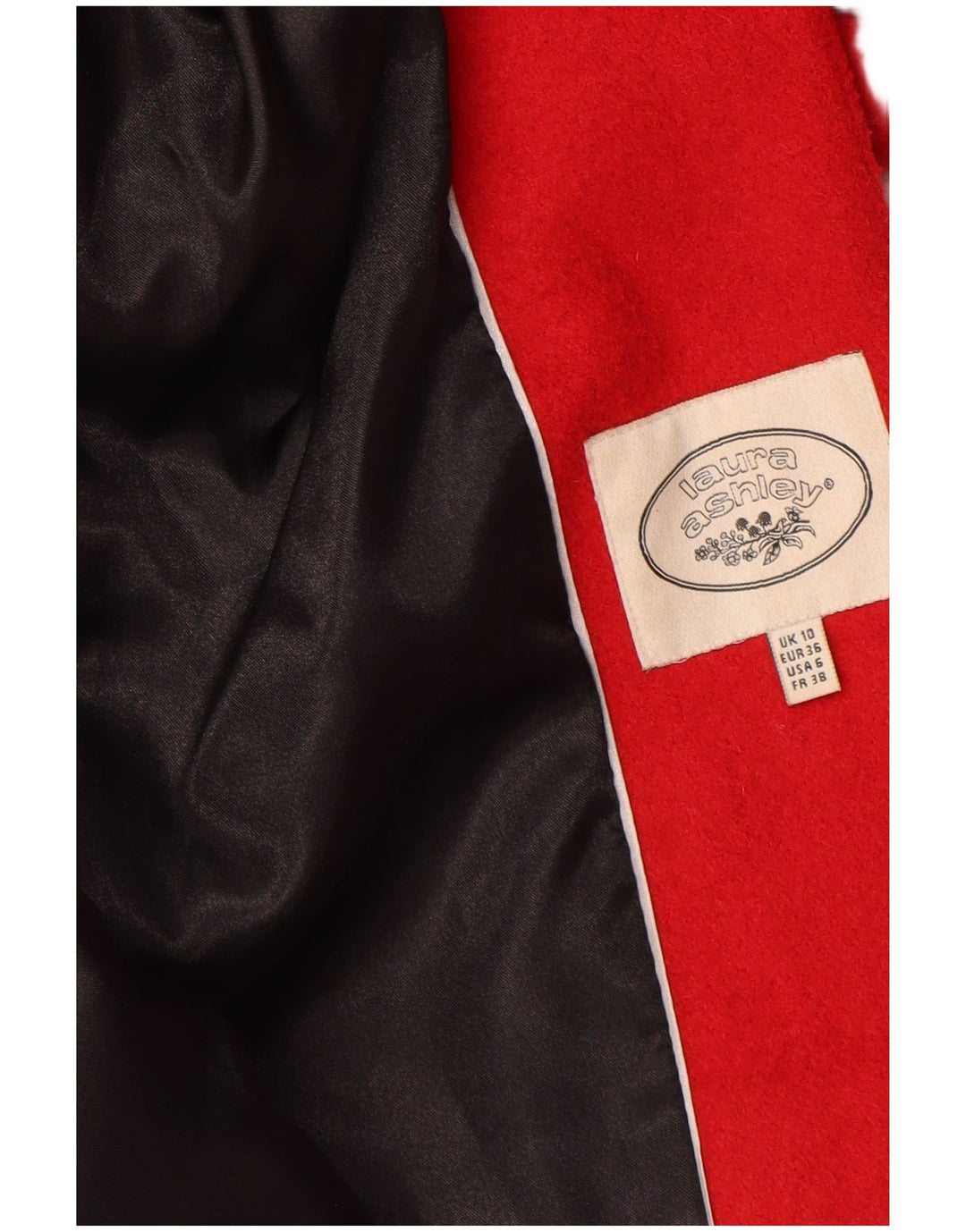 LAURA ASHLEY Womens Overcoat UK 10 Small  Red Wool