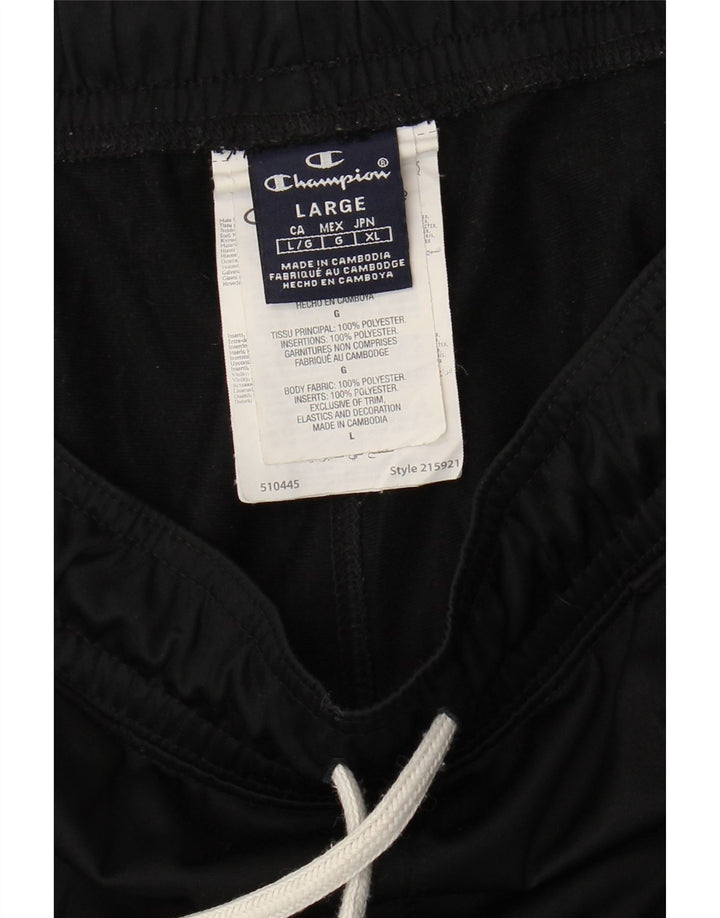 CHAMPION Mens Graphic Sport Shorts Large  Black Colourblock Polyester Vintage Champion and Second-Hand Champion from Messina Hembry 