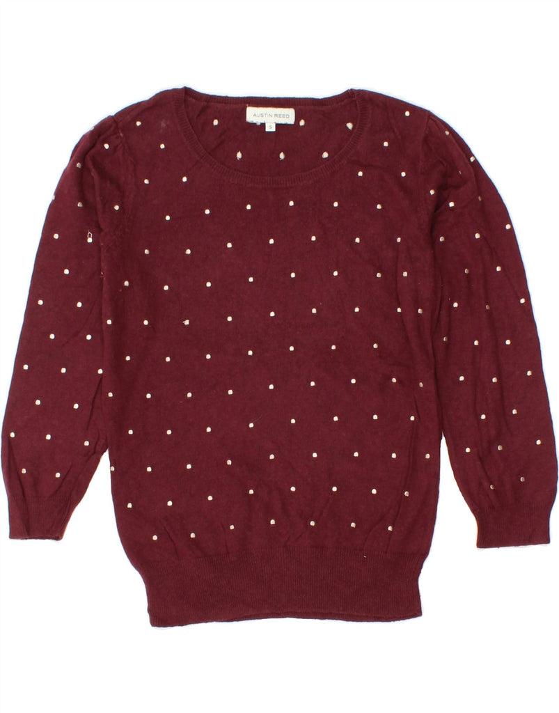 AUSTIN REED Womens Boat Neck Jumper Sweater UK 10 Small Maroon Spotted Vintage Austin Reed and Second-Hand Austin Reed from Messina Hembry 