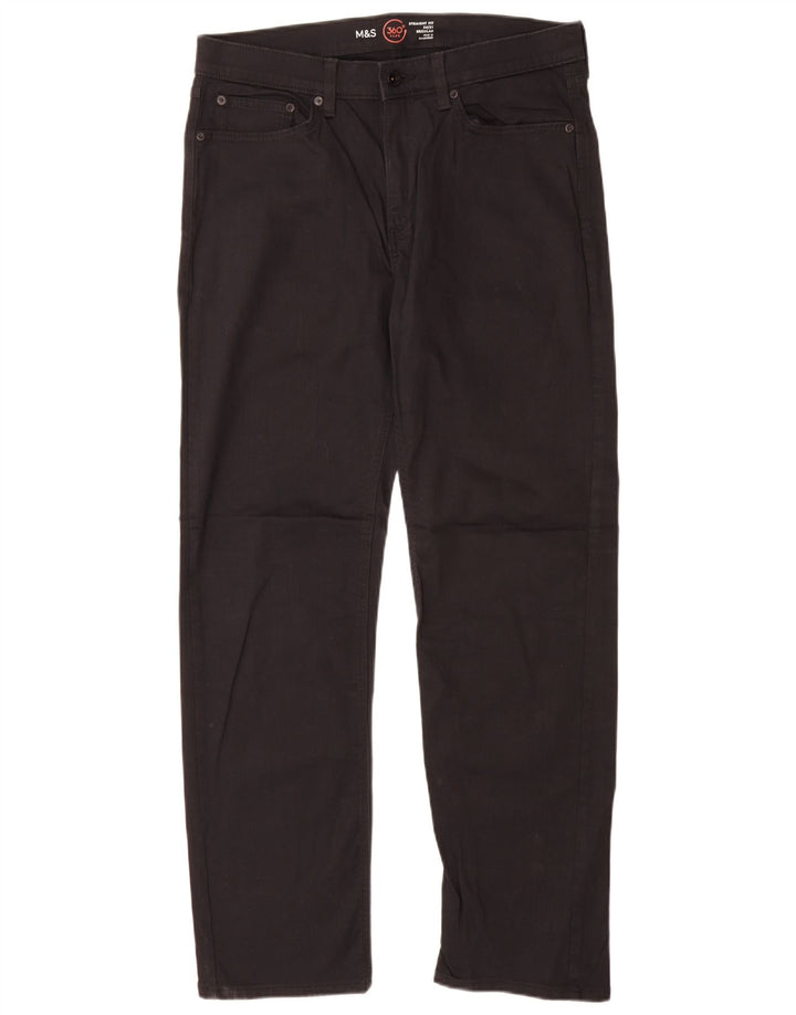 Marks & Spencer Mens Regular Straight Jeans W34 L31 Black Cotton