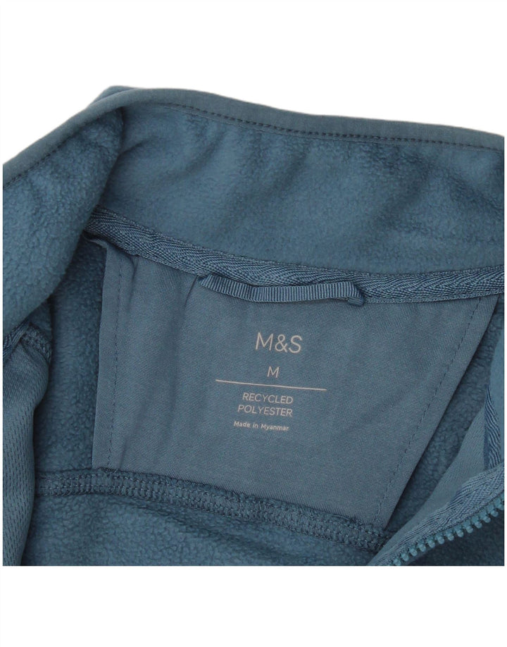 Marks & Spencer Mens Fleece Jacket UK 38 Medium Blue Polyester