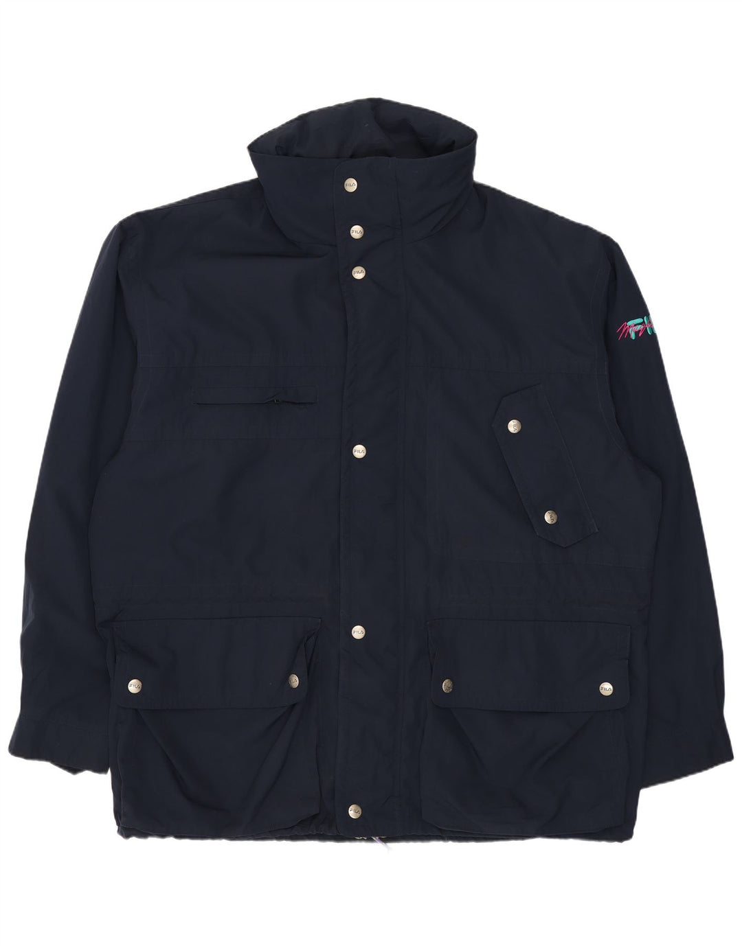 Fila Mens Hooded Utility Jacket IT 56 3XL Navy Blue Polyester
