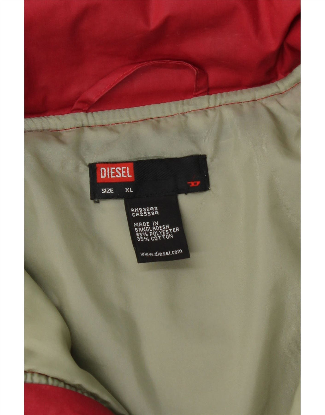 Diesel Mens Padded Jacket UK 42 XL Red Polyester