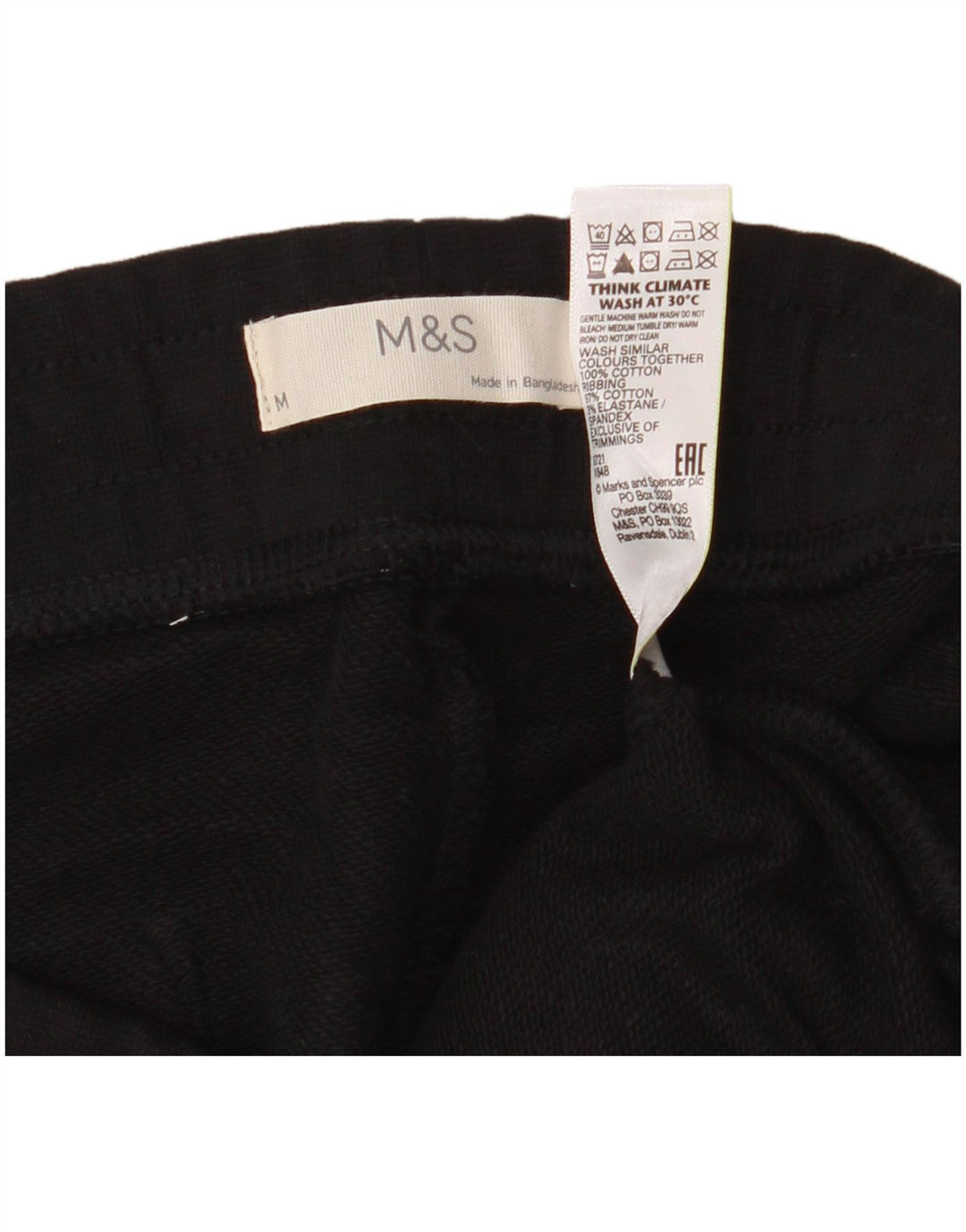 Marks & Spencer Mens Tracksuit Trousers Joggers Medium Black Cotton