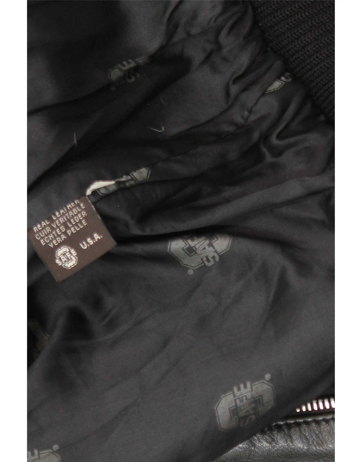 Vintage Mens Military Leather Flight Aviator Jacket UK 38 Medium Black