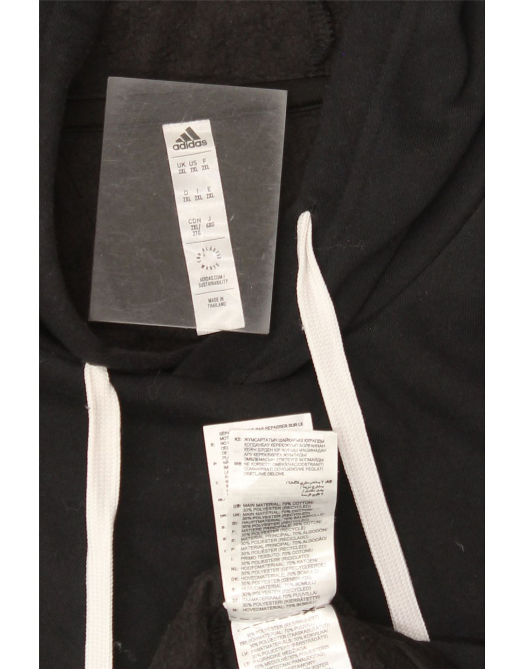 ADIDAS Mens Hoodie Jumper 2XL Black Cotton