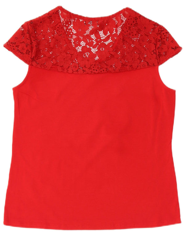GUESS Womens Blouse Top UK 12 Medium Red Floral