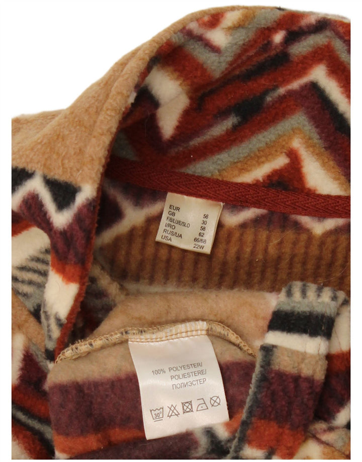 Vintage Mens Fleece Jacket EU 56 3XL Multicoloured Patchwork Polyester