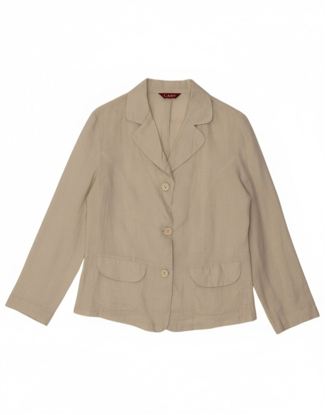Vintage Womens Shirt Blouse UK 14 Medium Beige Linen