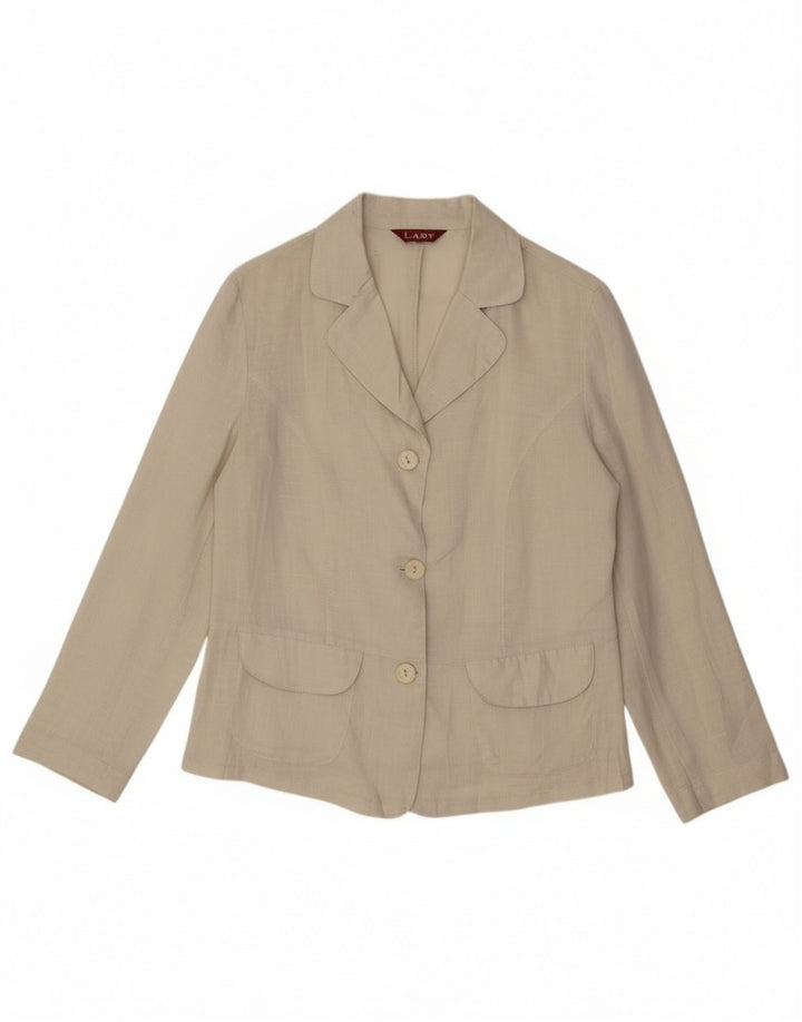 Vintage Womens Shirt Blouse UK 14 Medium Beige Linen