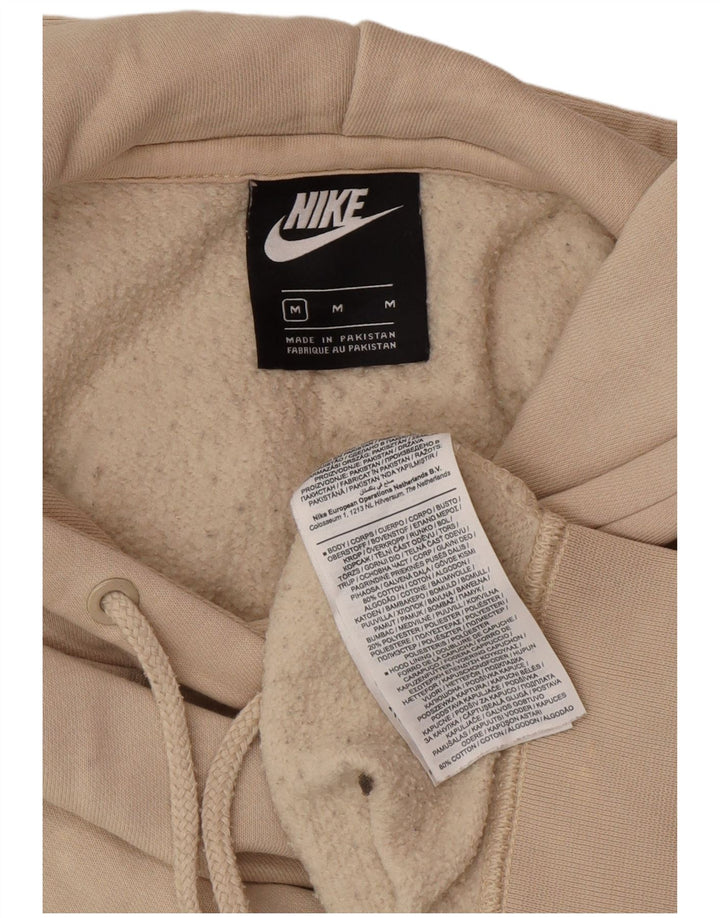 Nike Womens Oversized Hoodie Jumper UK 14 Medium Beige Cotton