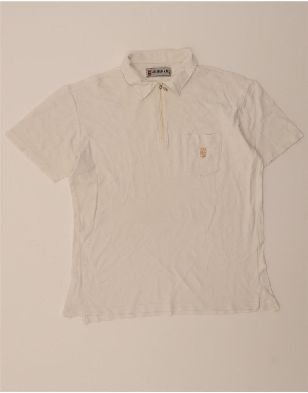 ARMATA DI MARE Mens Polo Shirt IT 50 Medium White Cotton Vintage Armata Di Mare and Second-Hand Armata Di Mare from Messina Hembry 