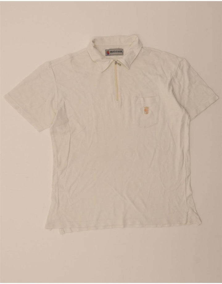 ARMATA DI MARE Mens Polo Shirt IT 50 Medium White Cotton Vintage Armata Di Mare and Second-Hand Armata Di Mare from Messina Hembry 