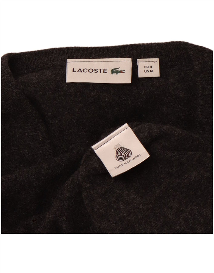 LACOSTE Mens V-Neck Jumper Sweater Size 4 Medium Grey New Wool