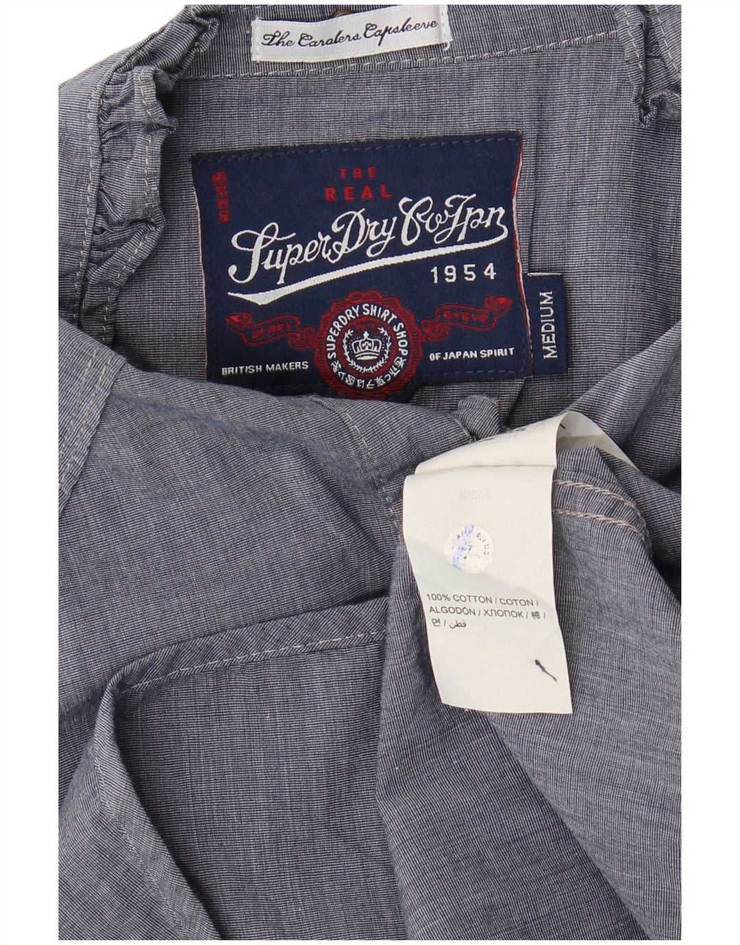 SUPERDRY Womens Ruffle Front Shirt Blouse UK 12 Medium Navy Blue