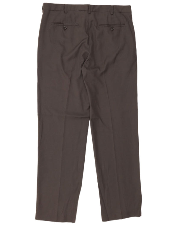 IZOD Mens Straight Suit Trousers W34 L32 Grey Polyester