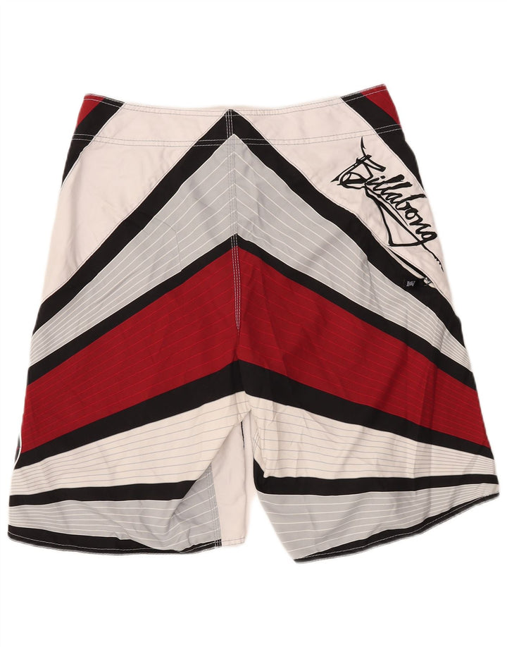 BILLABONG Mens Graphic Swimming Shorts Large Red Colourblock Polyester