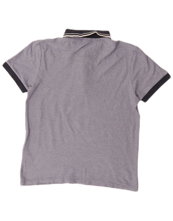 Hugo Boss Mens Regular Fit Polo Shirt Medium Blue Pinstripe Cotton