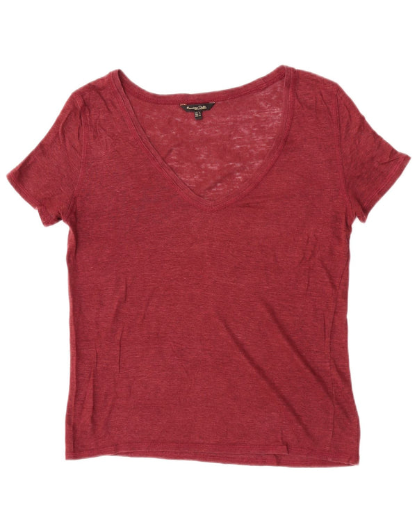 Massimo Dutti Womens T-Shirt Top UK 10 Small Burgundy