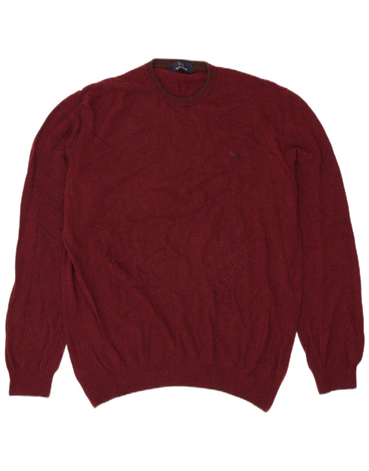 HARMONT & BLAINE Mens Crew Neck Jumper Sweater 3XL Burgundy Merino Wool