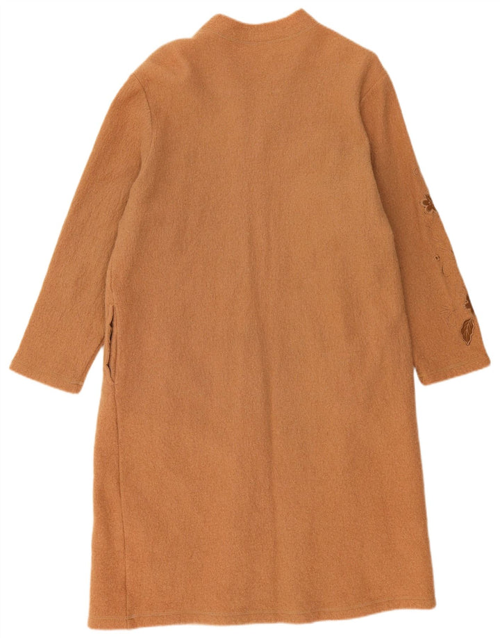 Vintage Womens Overcoat UK 22 3XL Beige Floral Wool