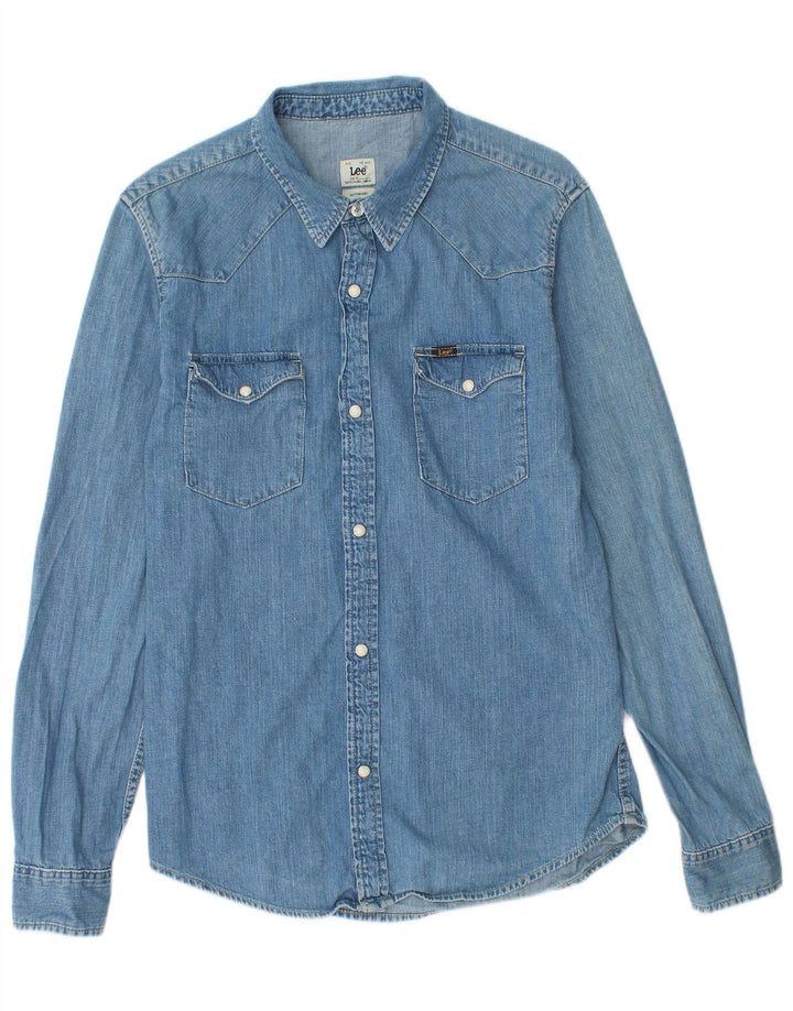 LEE Mens Denim Shirt Medium Blue Cotton